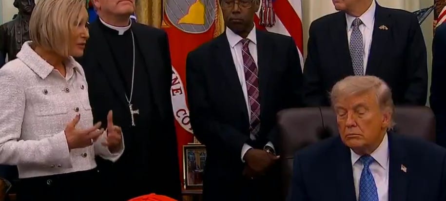 evangelical christians humiliated as trump falls asleep on them