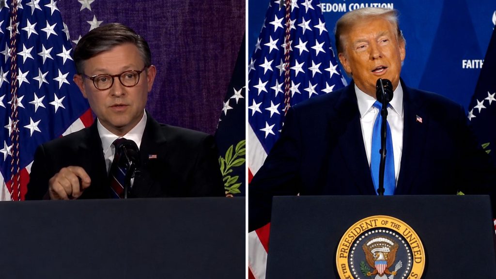 speaker mike johnson admits that he is running a protection racket for trump