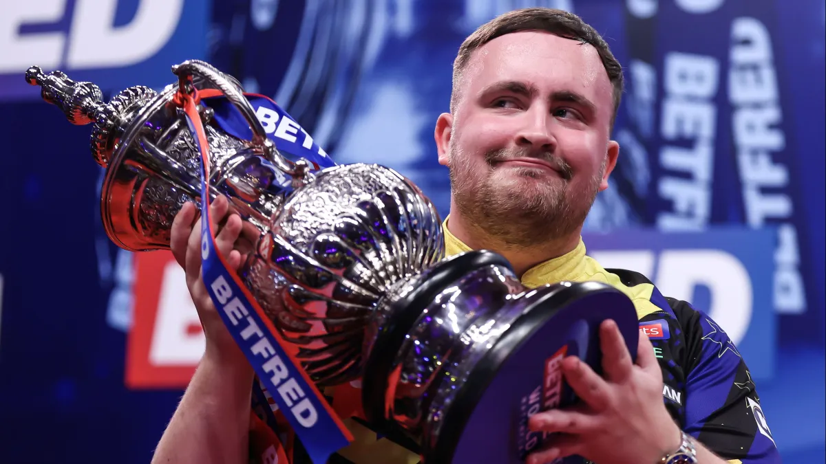 watch: luke littler hits bullseye finish to win second straight world matchplay darts title