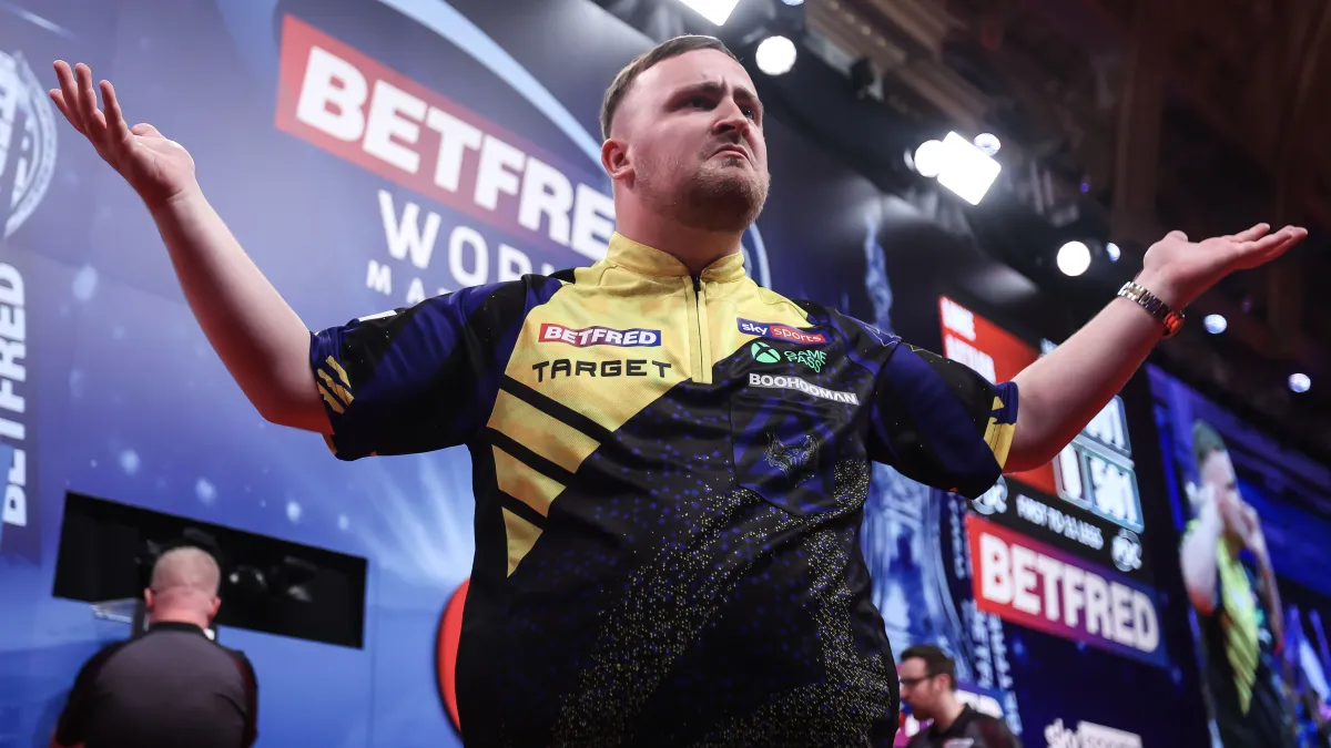 watch: luke littler hits 9 darter to open match, nearly hits a second against nathan aspinall