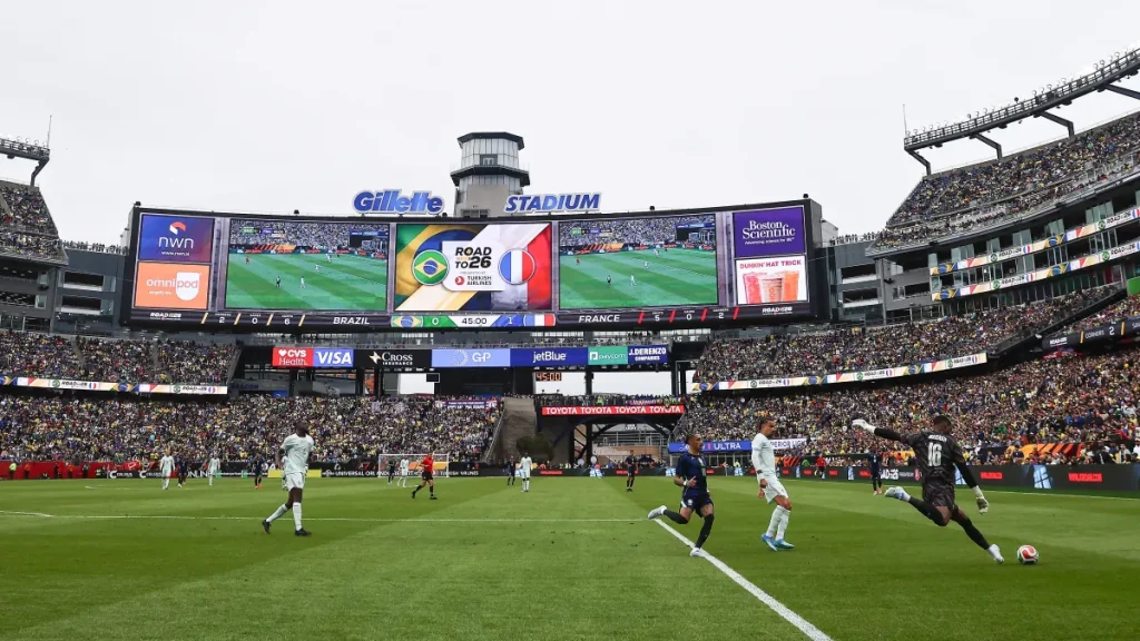 nflpa protests as gillette stadium trades world cup grass for turf