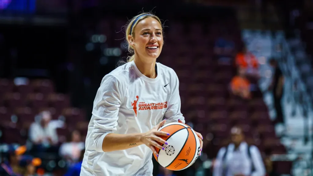 sophie cunningham shares special moment with brittney griner before fever sun game