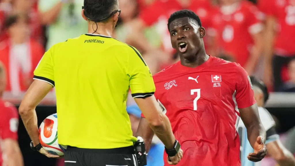 why switzerland is down to 10 men after breel embolo red card vs. argentina