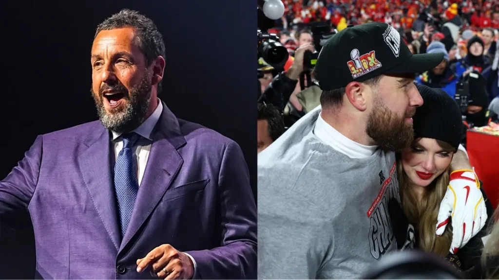 actress gives honest opinion on taylor swift, travis choosing adam sandler to officiate wedding