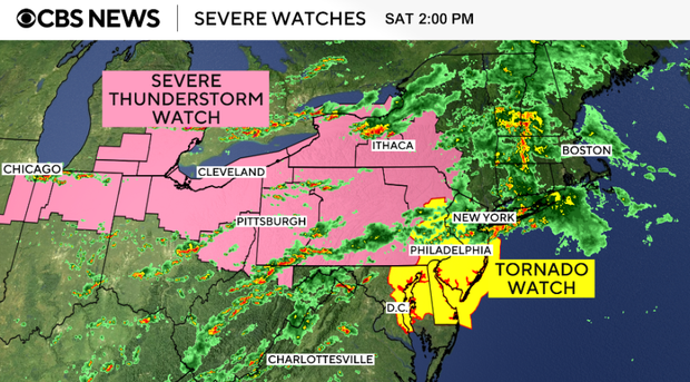 storms across northeast and mid atlantic put millions on alert for tornadoes, floods as wildfire smoke impacts air quality