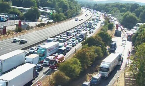 m25 traffic live: all traffic stopped in kent as huge fire sparks major delays