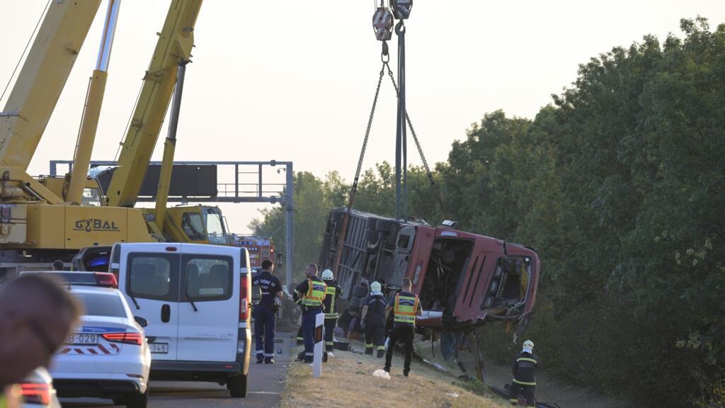 poland registered bus veers off hungary highway, killing 12 people