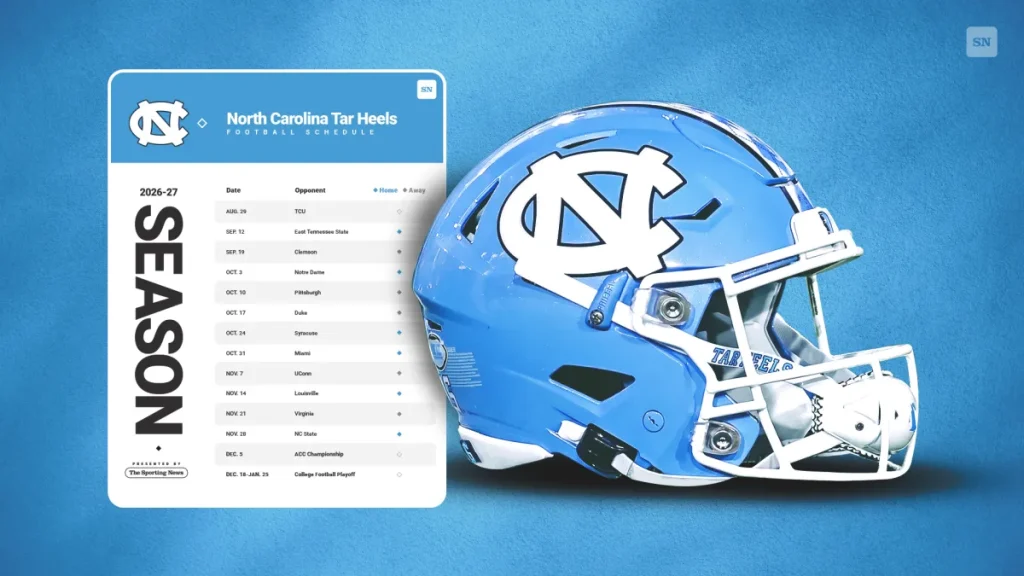 unc football printable 2026 schedule with dates, times and tv lineup