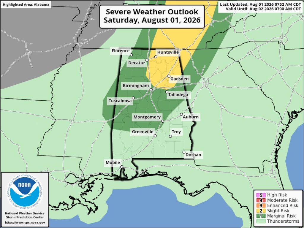 severe weather possible saturday in alabama