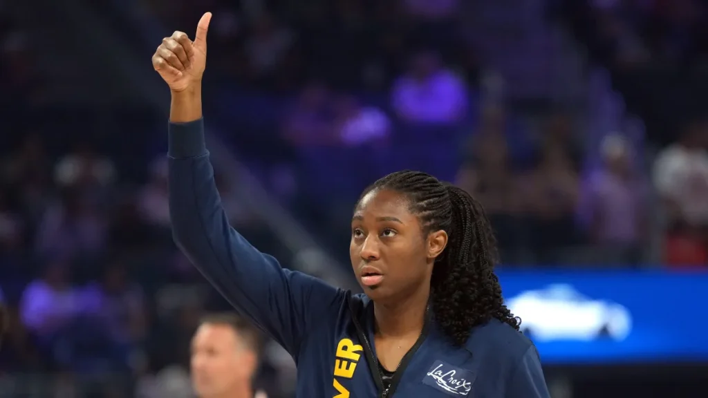 aliyah boston delivers perfect reaction to caitlin clark’s career night