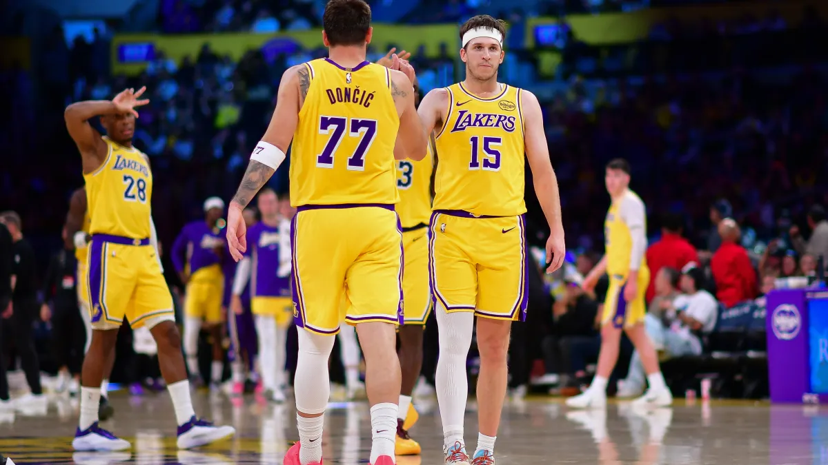lakers predicted to trade jarred vanderbilt, major draft capital for $88m luka doncic rim runner