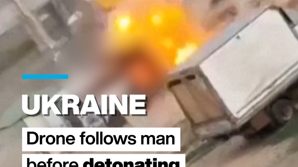 ukraine: drone follows man before detonating and injuring him