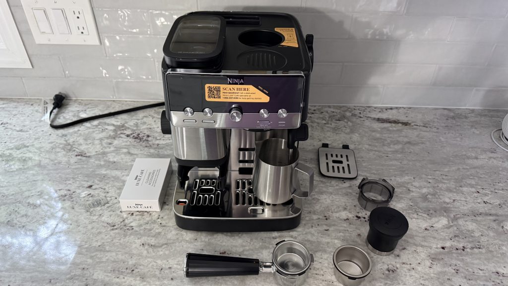 the fun size ninja luxe café mini helps you brew tasty espresso and drip coffee if your kitchen isn’t big enough for two separate machines