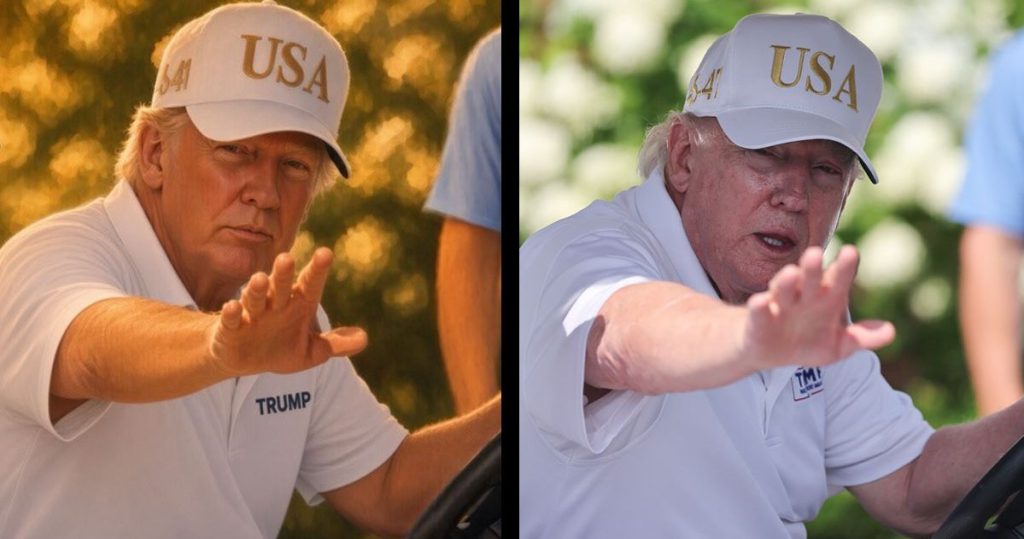 trump caught giving himself ai generated makeover