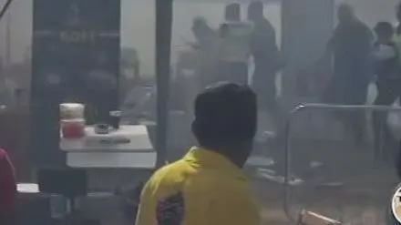 three in hospital after fire and crush at festival