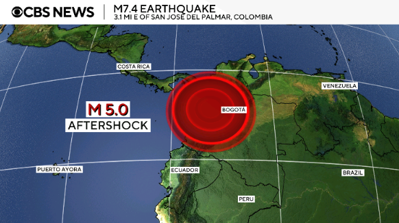 strong earthquake strikes western colombia, killing over 100 people