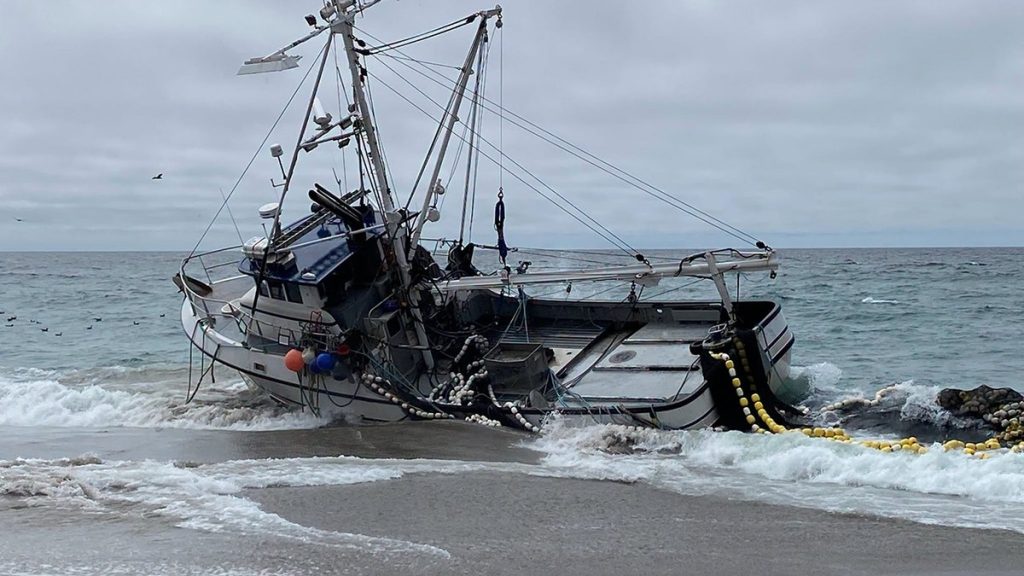 point reyes north beach closed after fishing boat ran aground with diesel