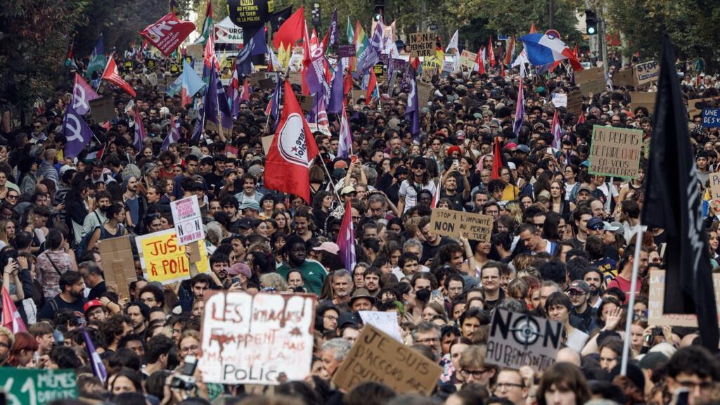thousands protest in france against bill expanding protections for police use of force