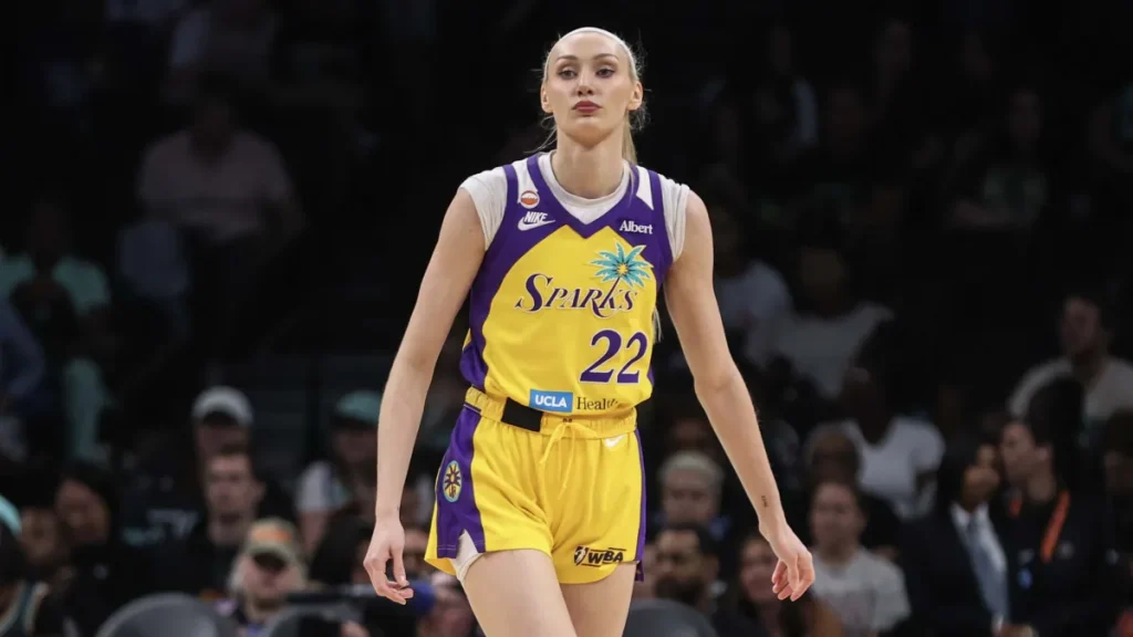 cameron brink rocks cropped trench coat look following sparks win over mystics