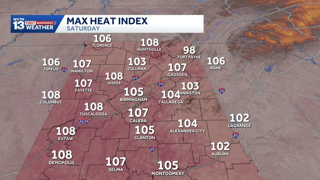 alabama weather forecast hot with strong storms, cooler next week