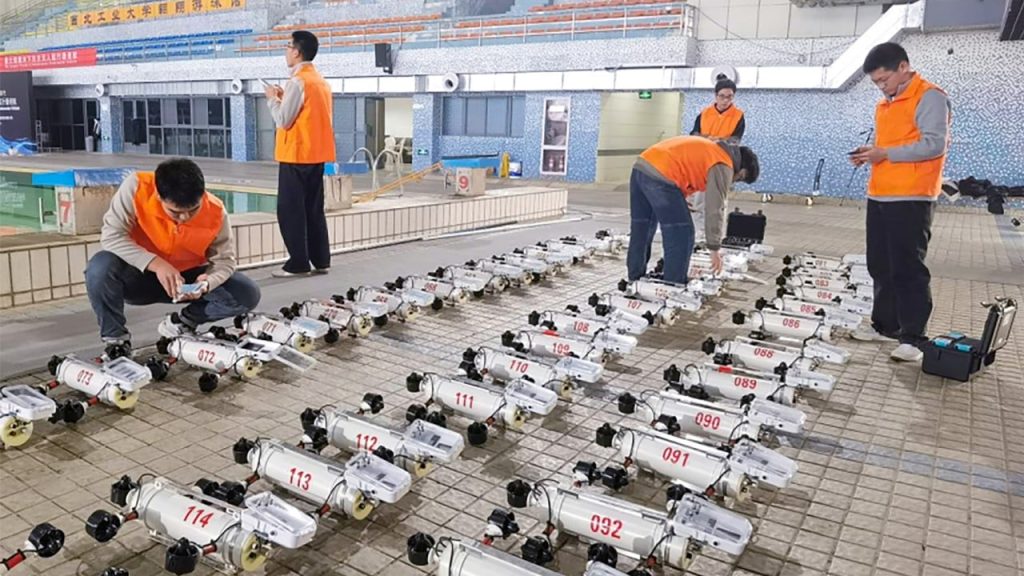 chinese team sets world record with swarm of 116 underwater drones