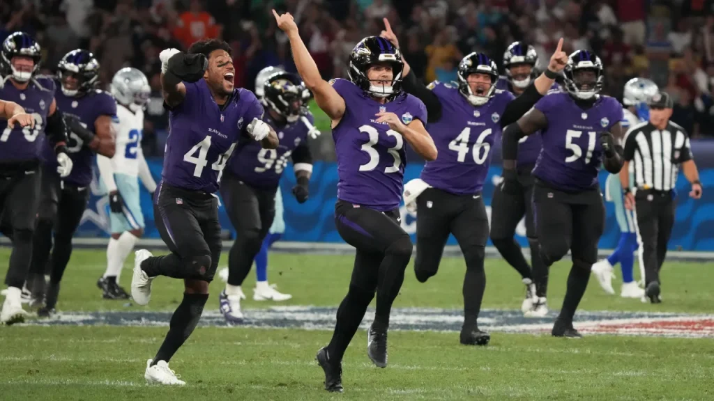 watch how the ravens beat the cowboys in brazil using a miracle seven second play