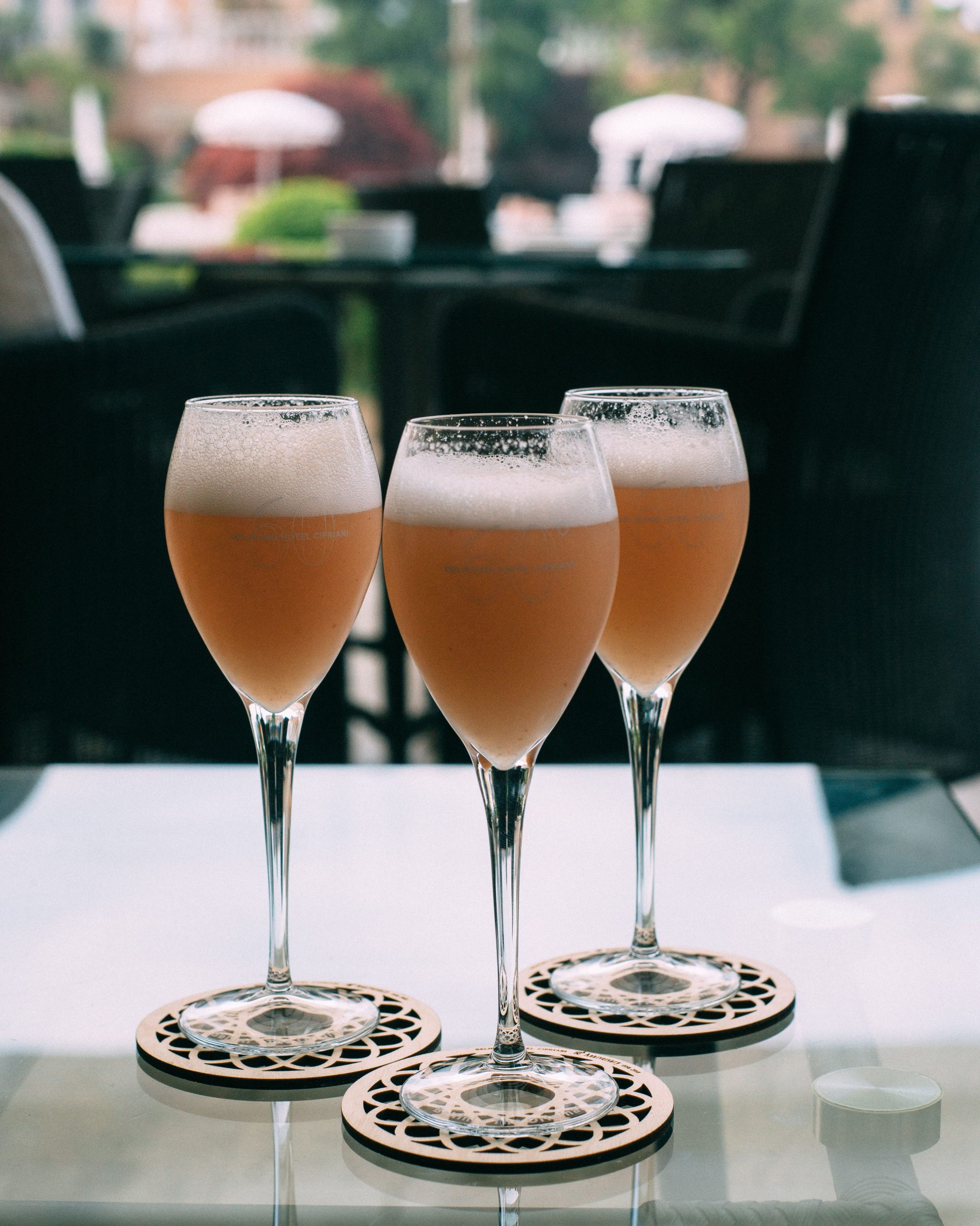the bellini was built on white peaches, prosecco and venetian summer