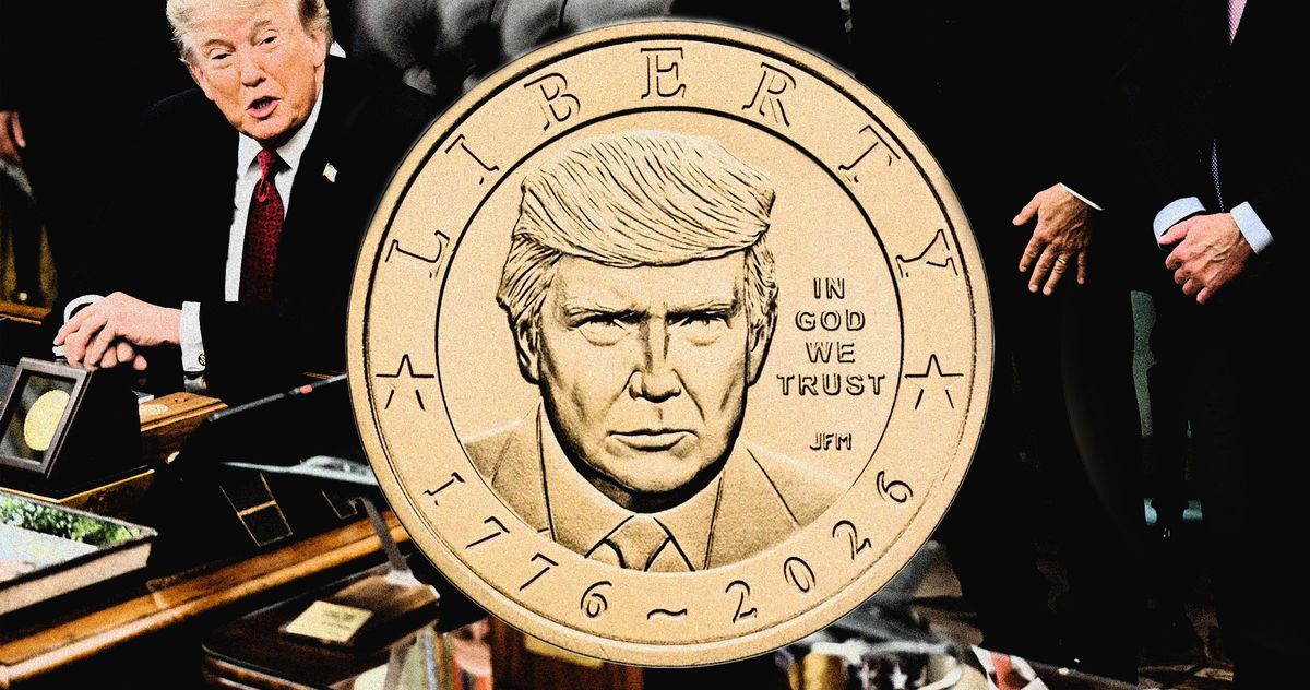trump got his face on some gold colored currency