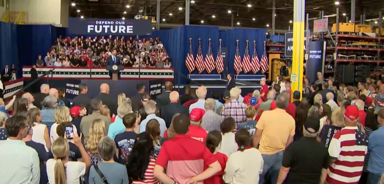 jd vance draws a pathetic crowd and gets heckled in kansas