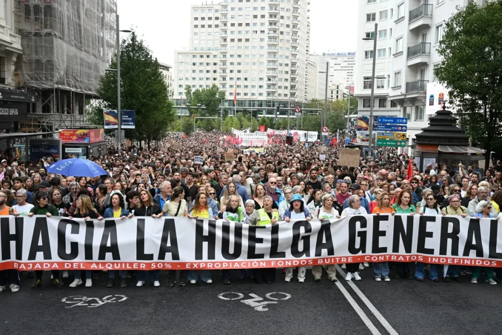 housing protesters demand spain’s first general strike in 14 years