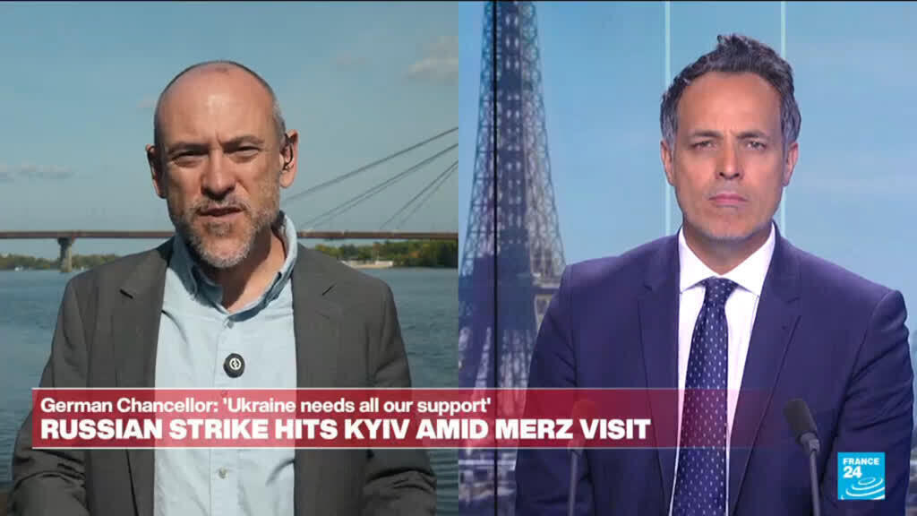 Russian strike hits Kyiv amid Chancellor Merz visit russian strike hits kyiv amid chancellor merz visit