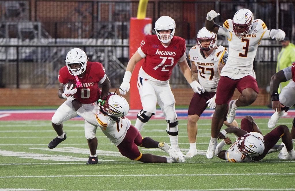 south alabama overwhelms louisiana monroe in sun belt opener, improves to 3 2