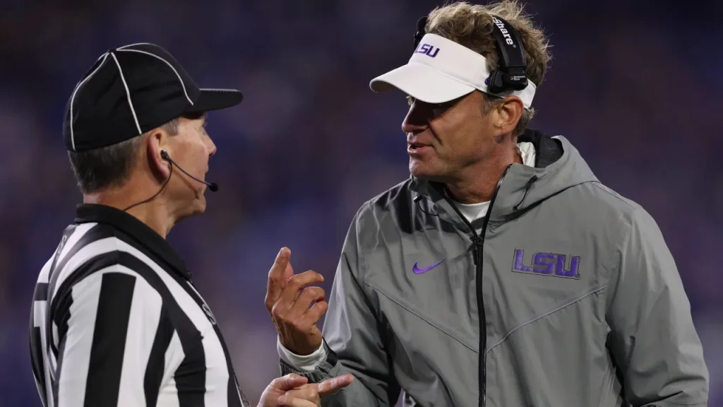 lane kiffin says ref made this insane claim for not blowing play dead on crucial kentucky td vs. lsu